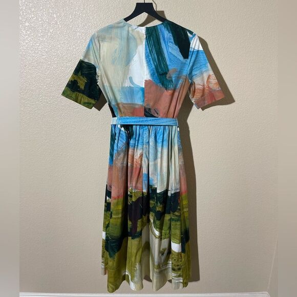 Oscar de la Renta Multicolor Artistic Midi Dress - Picture 3 of 8